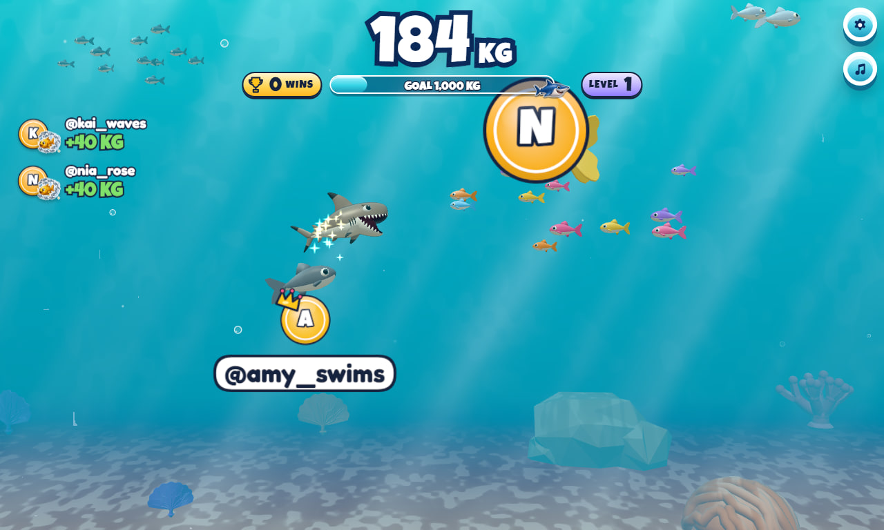 Screenshot gameplay Feed the Shark 1 — game interaktif TikTok Live di ScrollPlay