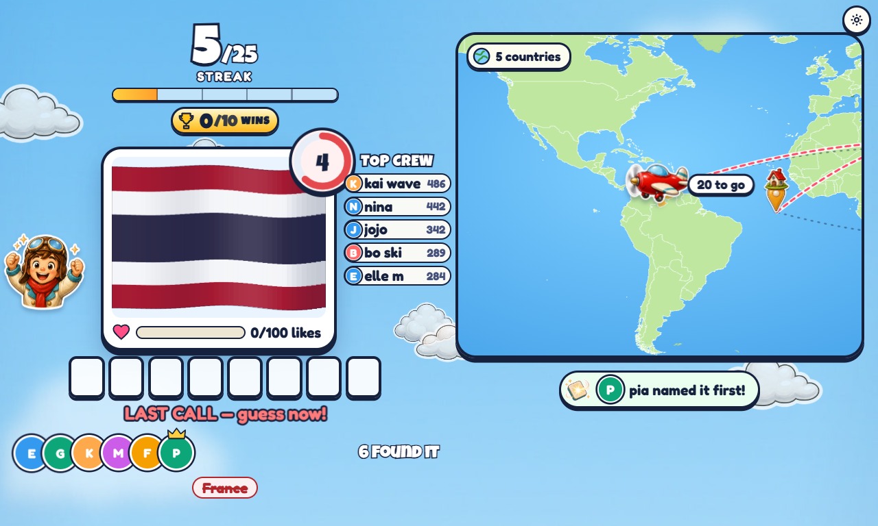 Flag Flight gameplay screenshot 1 — an interactive TikTok Live game on ScrollPlay