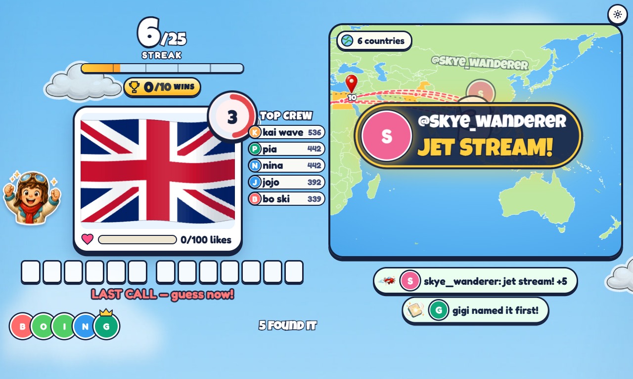 Flag Flight gameplay screenshot 2 — an interactive TikTok Live game on ScrollPlay