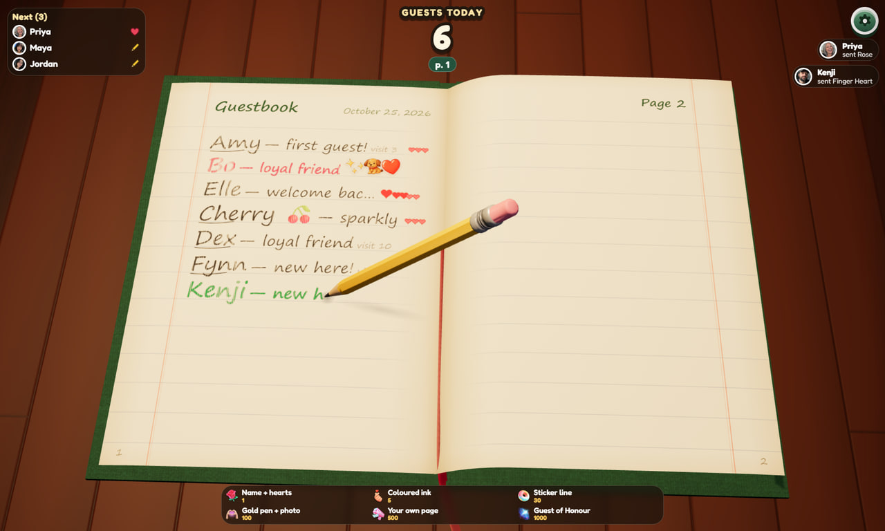 Guestbook gameplay screenshot 1 — an interactive TikTok Live game on ScrollPlay