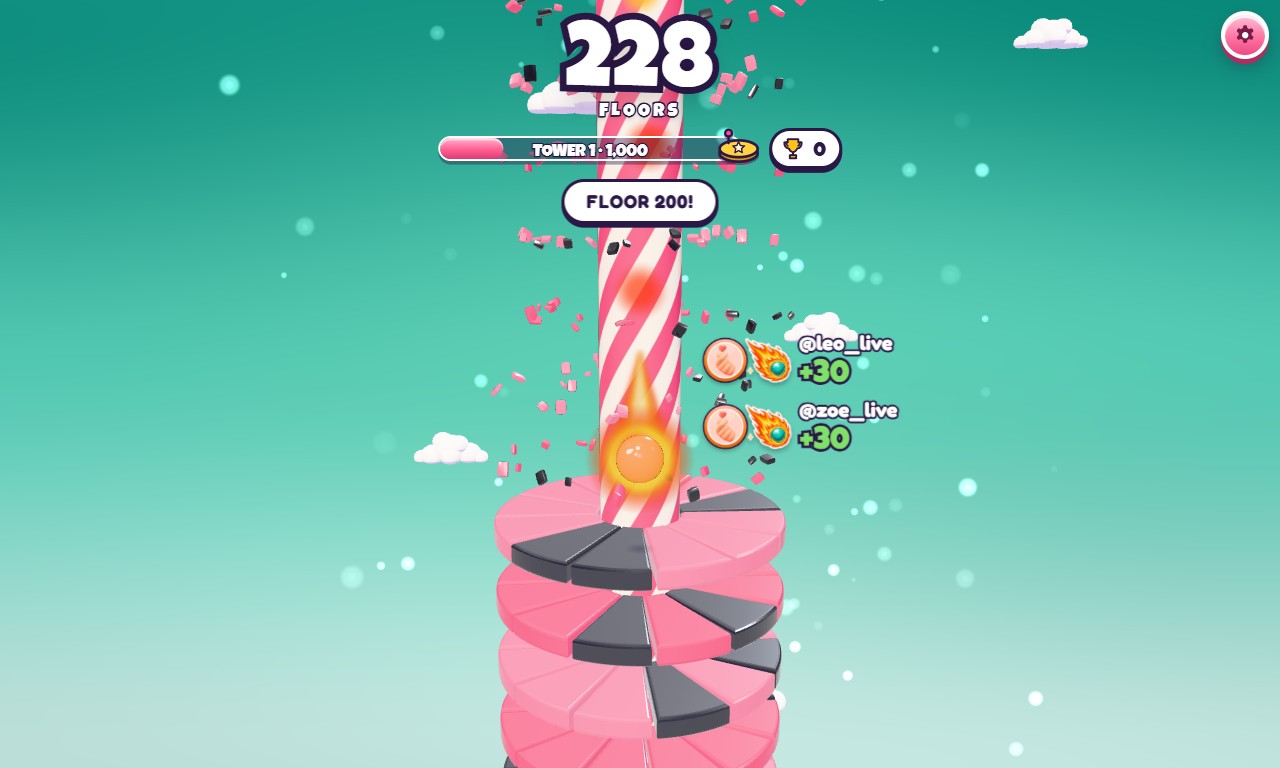 Screenshot gameplay Helix Drop 1 — game interaktif TikTok Live di ScrollPlay