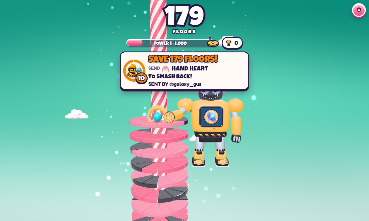 Screenshot gameplay Helix Drop 2 — game interaktif TikTok Live di ScrollPlay