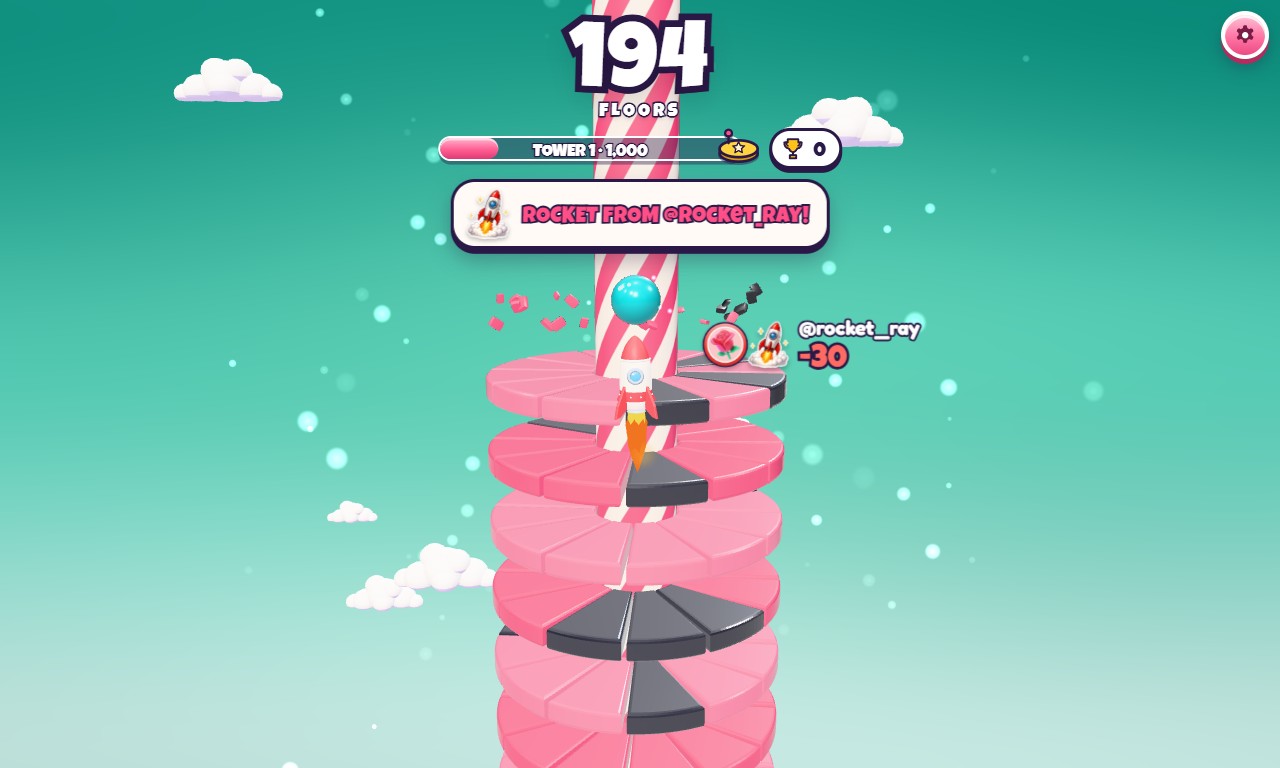 Screenshot gameplay Helix Drop 3 — game interaktif TikTok Live di ScrollPlay