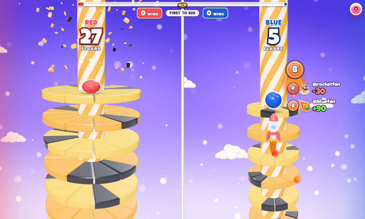 Helix Drop Duel gameplay screenshot 1 — an interactive TikTok Live game on ScrollPlay