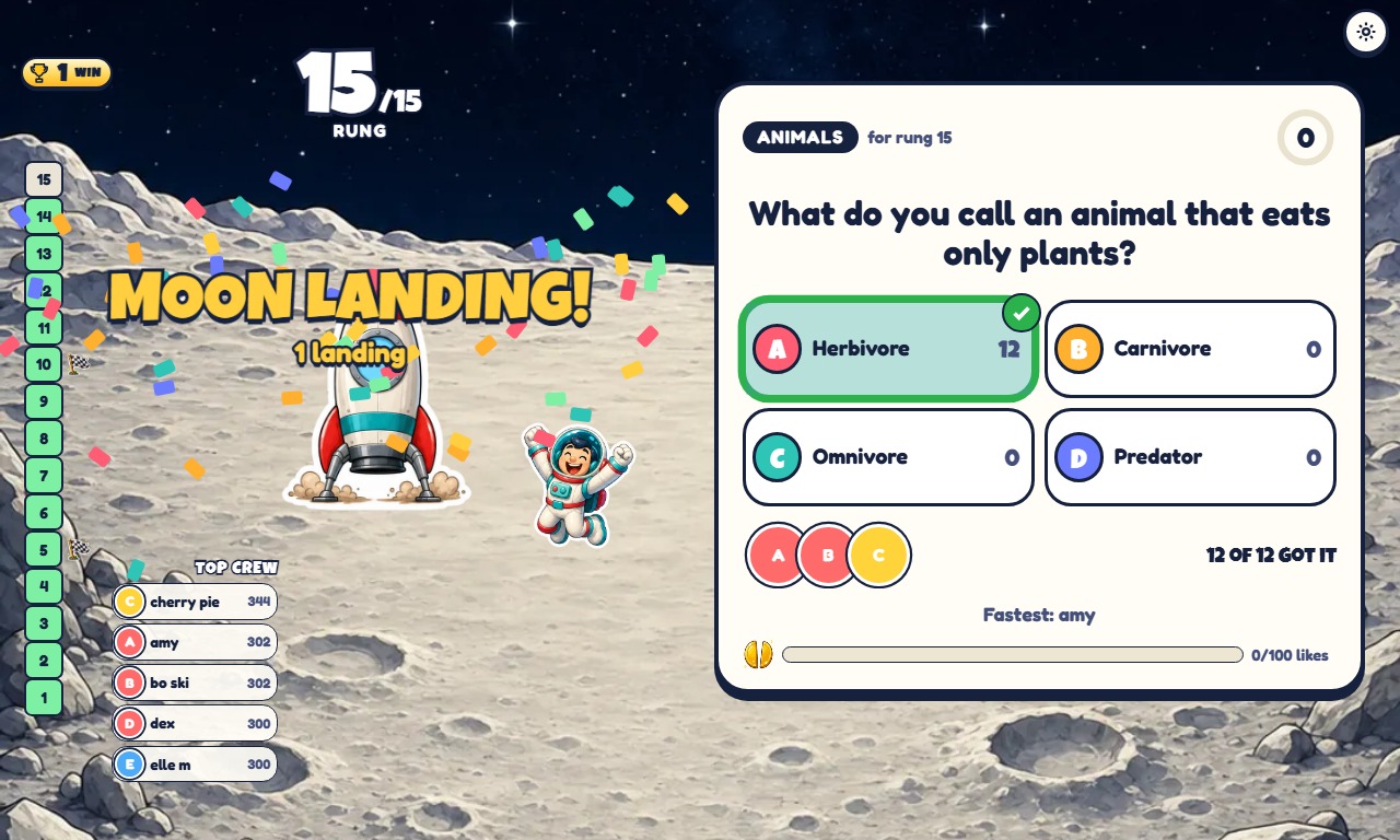 Quiz Rocket gameplay screenshot 3 — an interactive TikTok Live game on ScrollPlay