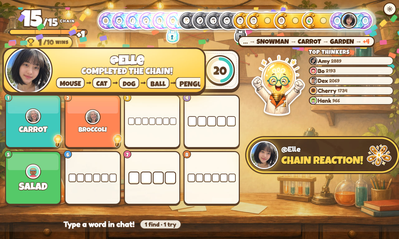 Gameplay-Screenshot 3 von Think Link — interaktives Spiel für TikTok Live auf ScrollPlay