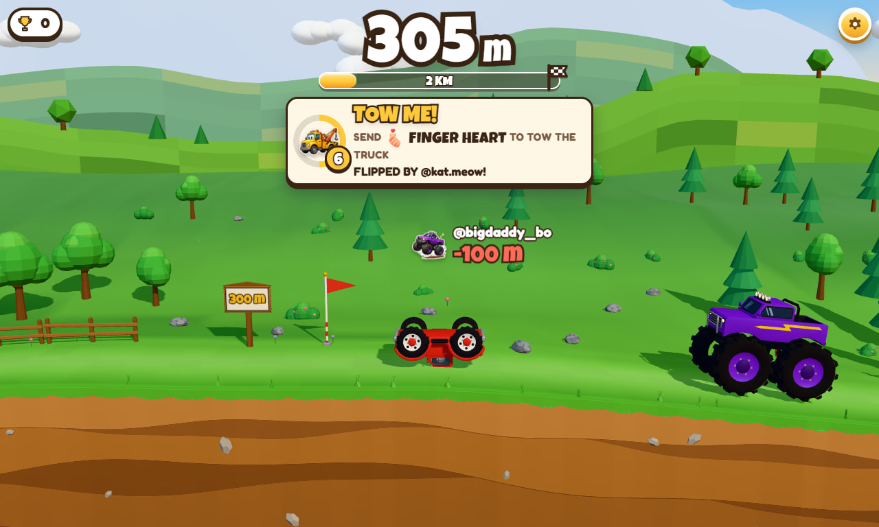 Tumble Truck gameplay screenshot 2 — an interactive TikTok Live game on ScrollPlay