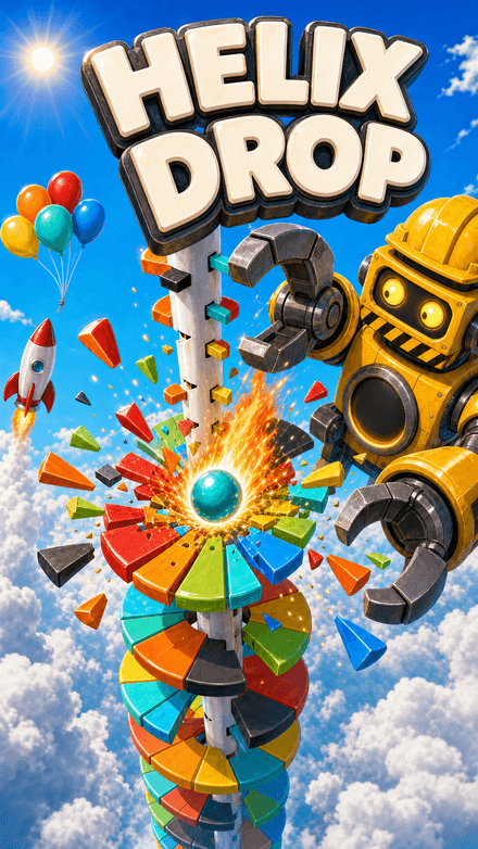 Sampul Helix Drop di launcher ScrollPlay — game interaktif TikTok Live