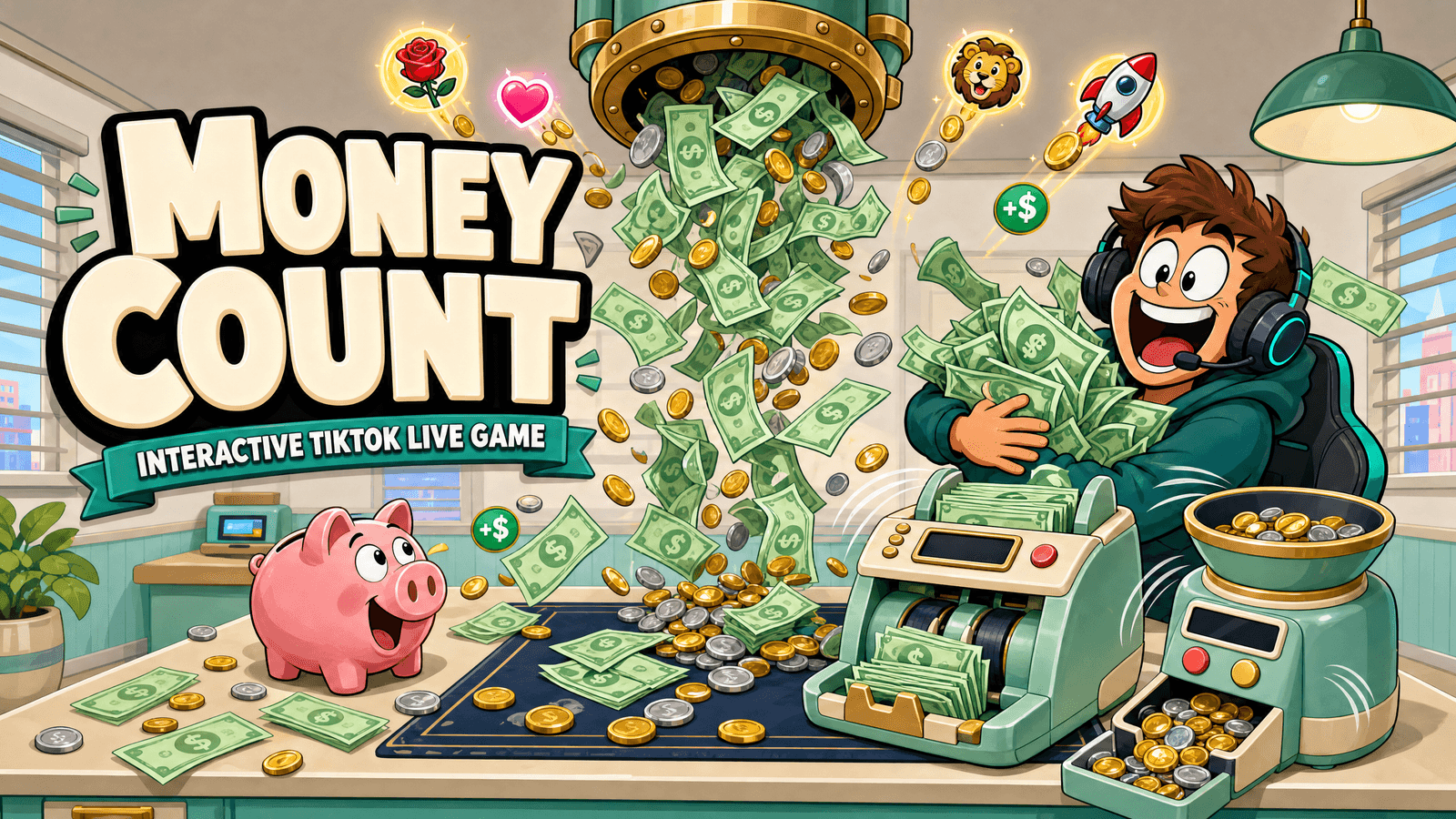 Money Count key art — an interactive TikTok Live game on ScrollPlay