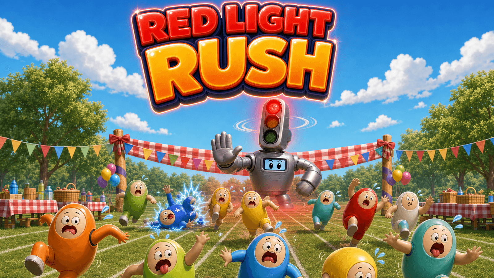 Red Light Rush key art — an interactive TikTok Live game on ScrollPlay
