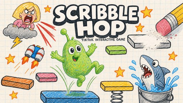Scribble Hop key art — an interactive TikTok Live game on ScrollPlay